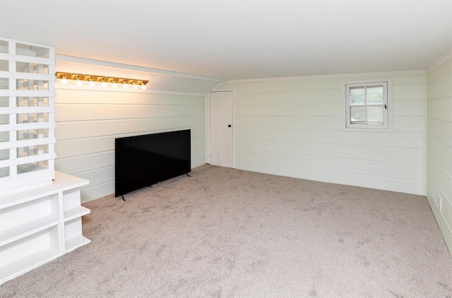 216 56th St, Des Moines, IA 50312 - unfurnished living room with carpet flooring and wood walls