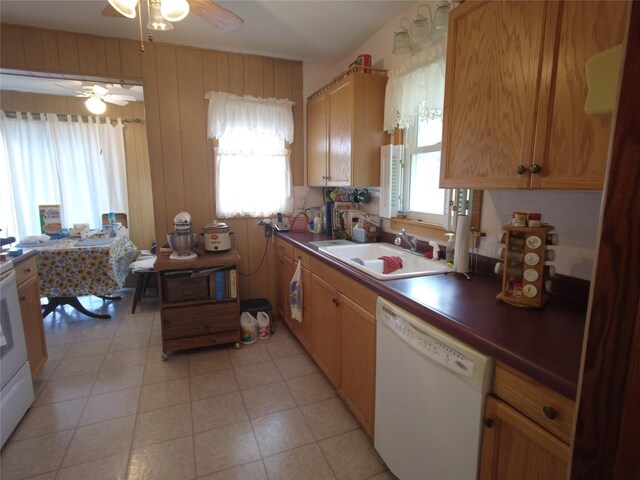 627 7th St, Nevada, IA 50201 - kitchen with dishwasher, plenty of natural light, a sink, and a ceiling fan