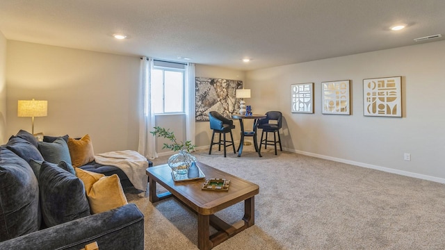 1001 NE 12th St, Grimes, IA 50111 - carpeted living area with baseboards and recessed lighting