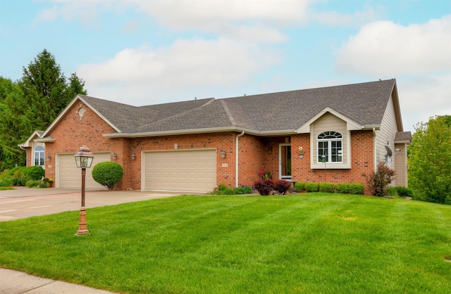 3739 155th Ct, Urbandale, IA 50323 - single story home featuring an attached garage, brick siding, concrete driveway, and a front lawn