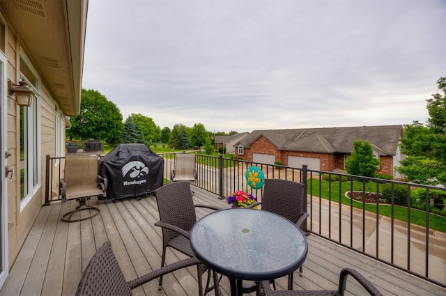 3739 155th Ct, Urbandale, IA 50323 - wooden terrace featuring grilling area