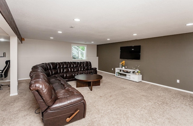 604 SE 18th St, Grimes, IA 50111 - living room featuring carpet, recessed lighting, and baseboards