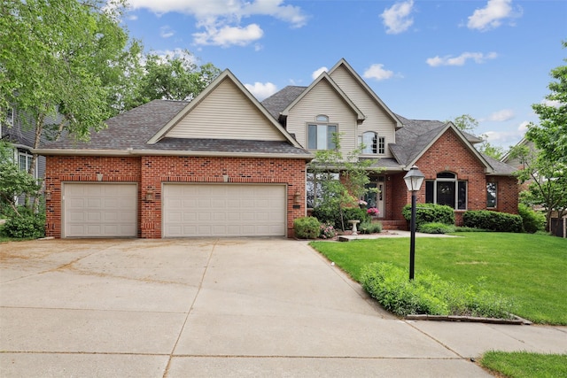 6909 Capitol View Ct, Johnston, IA 50131 - traditional home featuring brick siding, concrete driveway, a front lawn, and a garage