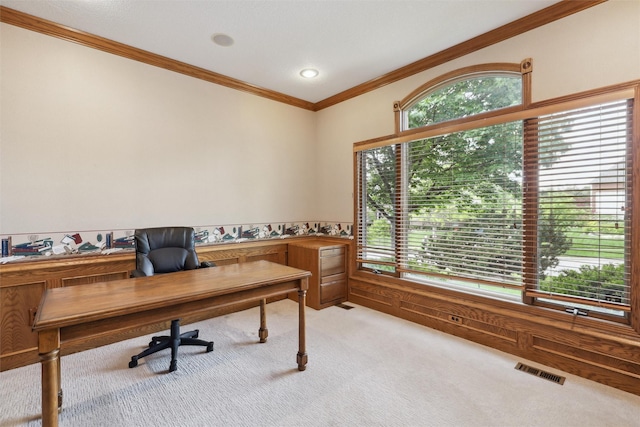 6909 Capitol View Ct, Johnston, IA 50131 - home office with light carpet and crown molding