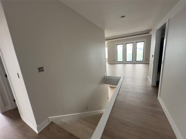 1405 NW Bull Run Ct, Waukee, IA 50263 - hall with an upstairs landing and wood finished floors