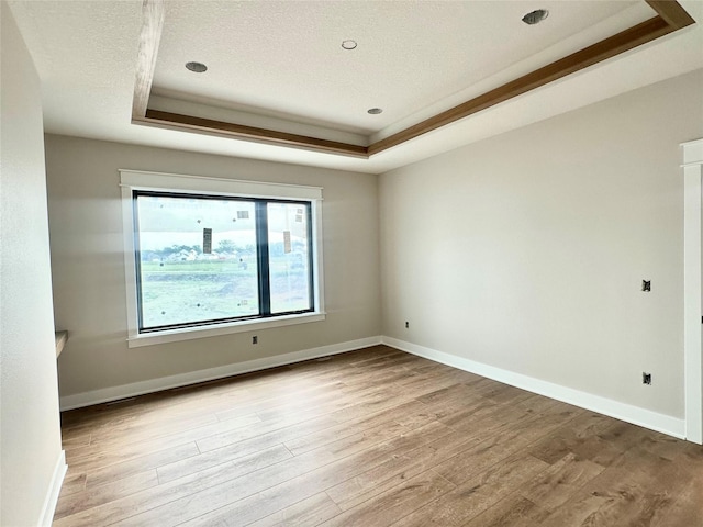1405 NW Bull Run Ct, Waukee, IA 50263 - empty room with a raised ceiling, wood finished floors, and a textured ceiling
