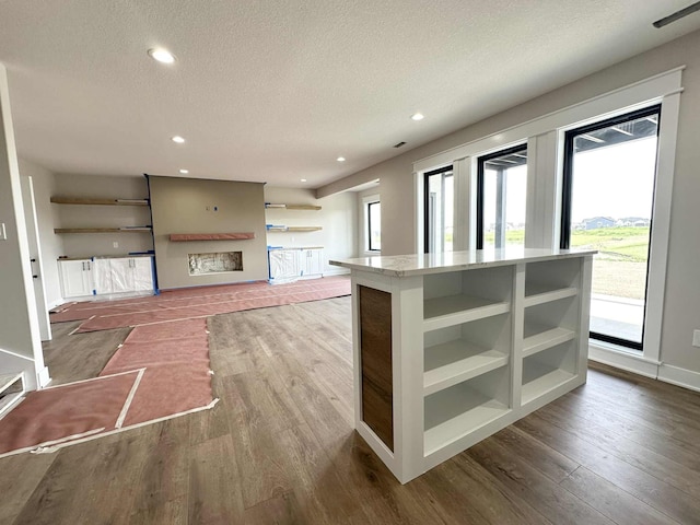 1405 NW Bull Run Ct, Waukee, IA 50263 - unfurnished living room featuring a textured ceiling, wood finished floors, plenty of natural light, and recessed lighting