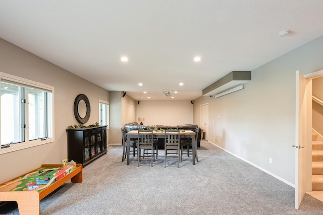 1625 S 50th Pl, West Des Moines, IA 50265 - dining room with stairway, recessed lighting, carpet flooring, and baseboards