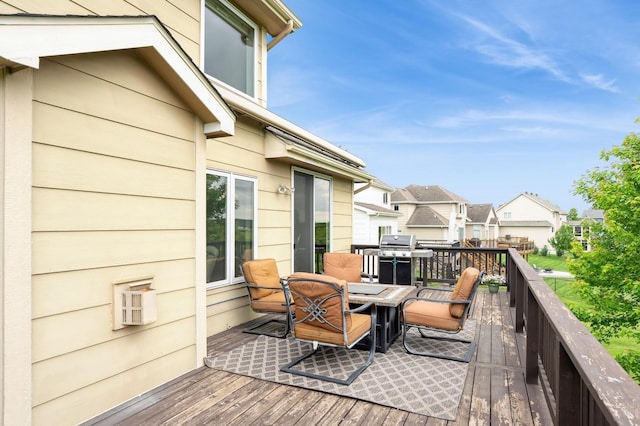 1625 S 50th Pl, West Des Moines, IA 50265 - deck with outdoor dining space, a residential view, and area for grilling
