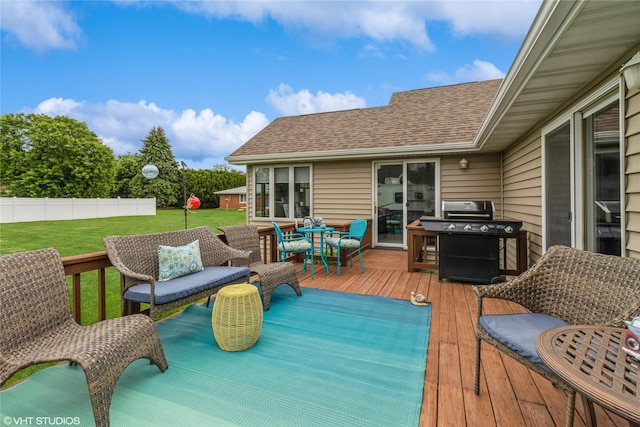 408 W 13th St N, Newton, IA 50208 - wooden terrace featuring grilling area and outdoor dining area