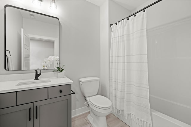 9814 Watermeadow Cir, Johnston, IA 50131 - bathroom featuring vanity, toilet, and shower / bath combination with curtain