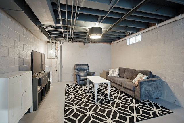 711 36th St, West Des Moines, IA 50265 - living room featuring finished concrete floors