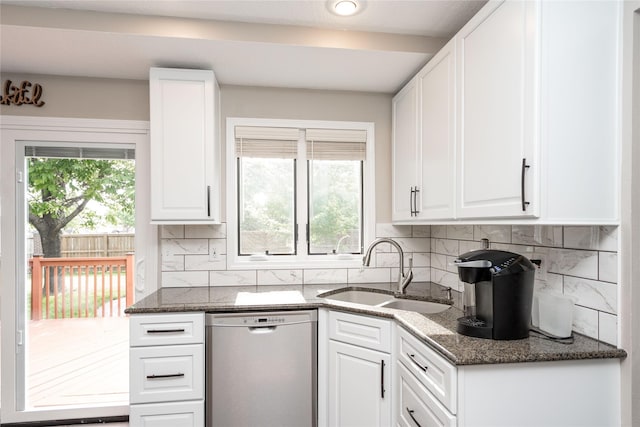6640 Monticello Ct, Johnston, IA 50131 - kitchen featuring dishwasher, a sink, and white cabinets