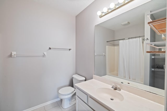 1335 SE Florence Dr Unit 312, Waukee, IA 50263 - full bathroom with toilet, vanity, curtained shower, tile patterned floors, and baseboards