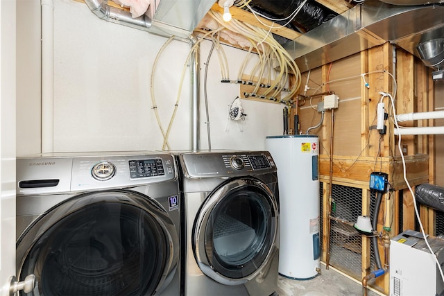 196 79th St, West Des Moines, IA 50266 - washroom featuring water heater and washer and clothes dryer