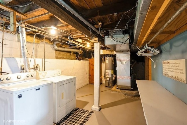 2638 Capitol Ave, Des Moines, IA 50317 - unfinished below grade area featuring gas water heater, washer and clothes dryer, and heating unit