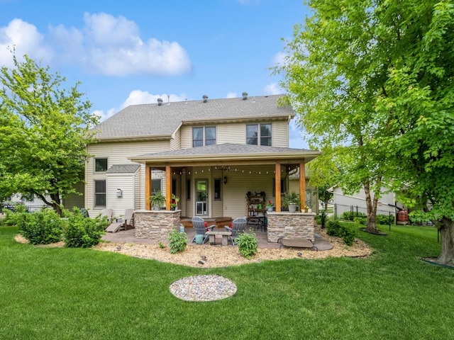 6818 Jules Verne Ct, Johnston, IA 50131 - rear view of house with a patio area and roof with shingles
