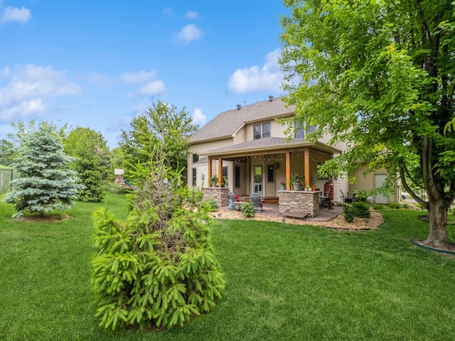 6818 Jules Verne Ct, Johnston, IA 50131 - rear view of property with a patio area and a lawn