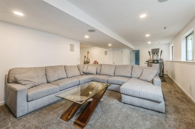 8305 Century Dr, West Des Moines, IA 50266 - carpeted living room with recessed lighting and baseboards
