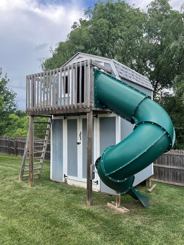 8305 Century Dr, West Des Moines, IA 50266 - view of playground featuring stairs and a wooden deck