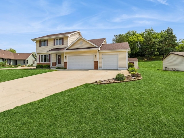 1506 W 17th St S, Newton, IA 50208 - view of front facade featuring a garage, a front yard, and concrete driveway
