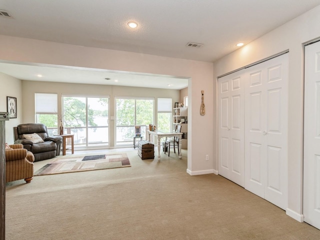 201 Cottage Ln, Montezuma, IA 50171 - living area with carpet floors, recessed lighting, and baseboards