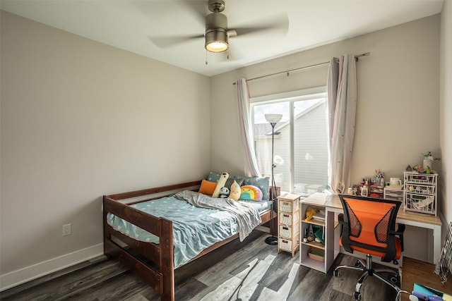 3021 NE 17th St, Ankeny, IA 50021 - bedroom featuring wood finished floors, ceiling fan, and baseboards