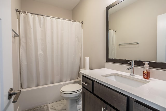 3021 NE 17th St, Ankeny, IA 50021 - bathroom featuring vanity, toilet, marble look tile flooring, and shower / bath combo
