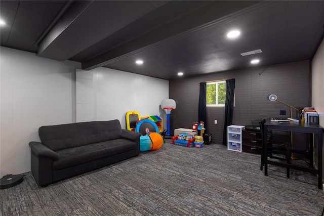 403 S Elm St, Lamoni, IA 50140 - rec room with carpet and recessed lighting