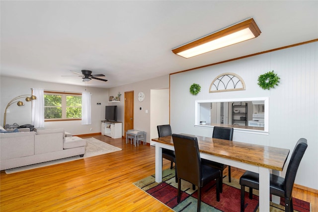 403 S Elm St, Lamoni, IA 50140 - dining room featuring light wood-style flooring and ceiling fan