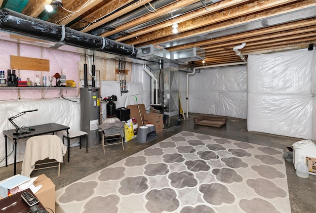 1245 Blue Bonnet Dr, Carlisle, IA 50047 - unfinished below grade area featuring electric water heater and heating unit