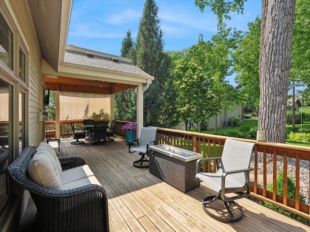 15075 Sheridan Ave, Clive, IA 50325 - wooden terrace featuring outdoor dining space