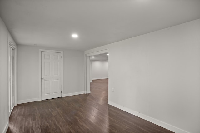 817 Roberts Ter, Marshalltown, IA 50158 - basement with dark wood-style flooring, recessed lighting, and baseboards