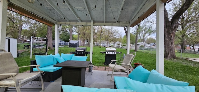 1073 66th St, Windsor Heights, IA 50324 - view of patio featuring an outdoor hangout area and area for grilling