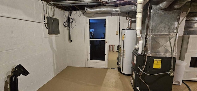 1073 66th St, Windsor Heights, IA 50324 - utilities with gas water heater, electric panel, and heating unit