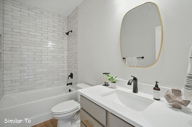 1801 Summit Cir NE, Bondurant, IA 50035 - full bath with toilet, vanity, bathtub / shower combination, and wood finished floors