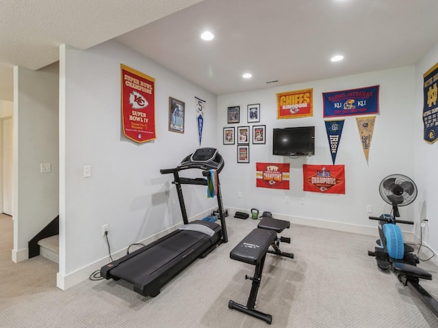4485 NW 167th St, Clive, IA 50325 - workout area with carpet flooring, baseboards, and recessed lighting