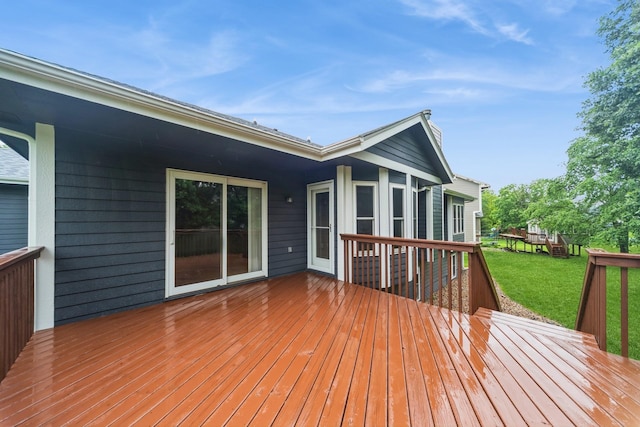 8148 Durham Cir, Johnston, IA 50131 - wooden terrace with a lawn