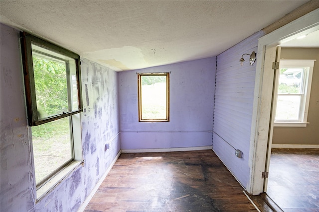 3518 Easton Blvd, Des Moines, IA 50317 - spare room with vaulted ceiling, a textured ceiling, and wood finished floors
