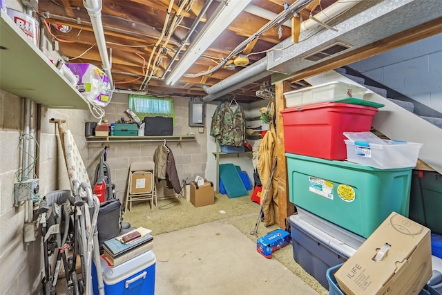 530 Stuart St, Carlisle, IA 50047 - unfinished below grade area with electric panel and concrete block wall