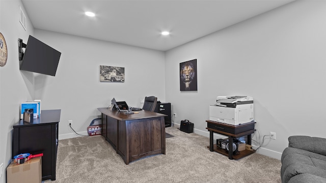 100 Coventry Ct, Clear Lake, IA 50428 - office area with light carpet, baseboards, and recessed lighting