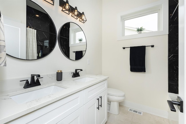 1030 Harrington Way, Waukee, IA 50263 - full bath featuring double vanity, tile patterned flooring, and a shower with curtain