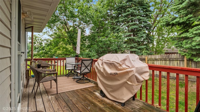 1105 E Henderson Pl, Indianola, IA 50125 - wooden terrace with area for grilling
