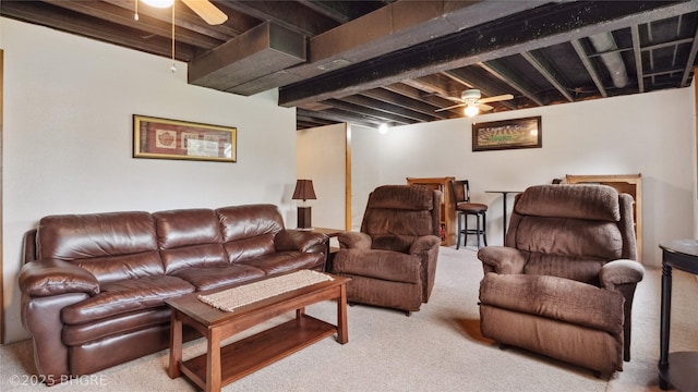 1105 E Henderson Pl, Indianola, IA 50125 - carpeted living room with ceiling fan