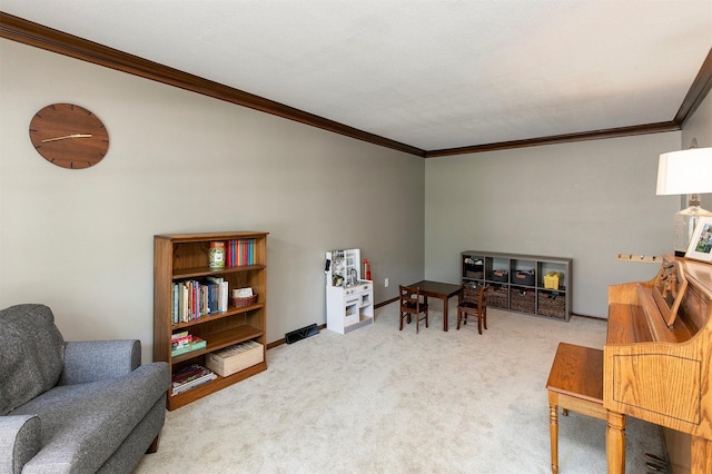 9873 Colby Ave, Clive, IA 50325 - living room featuring carpet flooring, crown molding, and baseboards