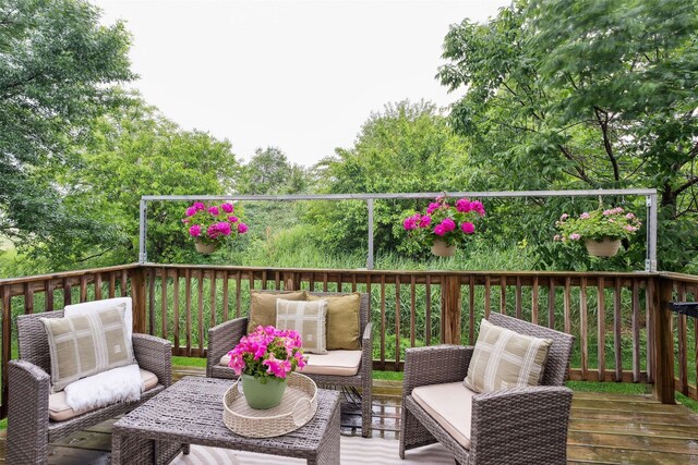 2150 NE 18th St Unit 101, Grimes, IA 50111 - wooden terrace featuring outdoor lounge area
