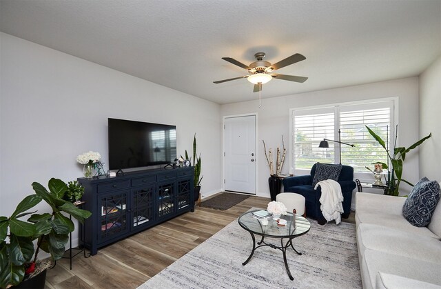 134 Aspen Dr, Norwalk, IA 50211 - living area with wood finished floors and a ceiling fan