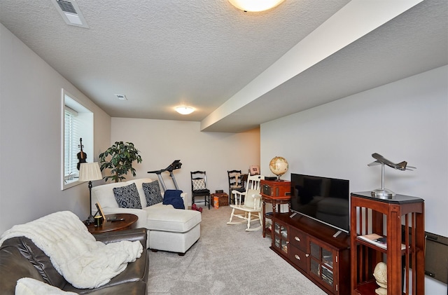 134 Aspen Dr, Norwalk, IA 50211 - carpeted living room featuring a textured ceiling
