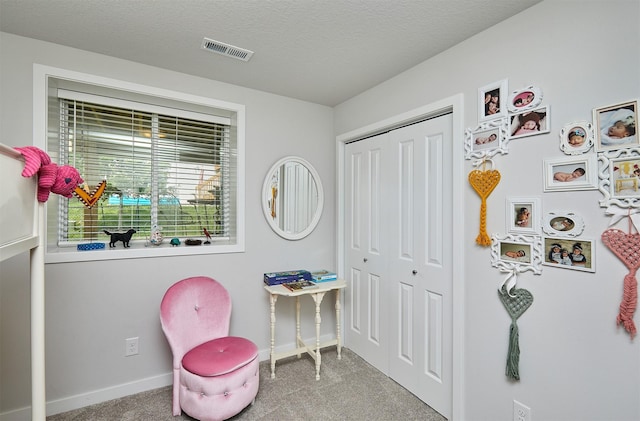 134 Aspen Dr, Norwalk, IA 50211 - sitting room featuring carpet, baseboards, and a textured ceiling