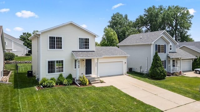 3605 Village Run Dr, Des Moines, IA 50317 - traditional-style home featuring a garage, driveway, central AC, and roof with shingles